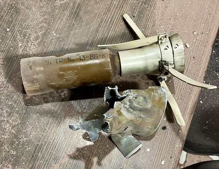 Trail of destruction: Part of the launcher used to attack the Punjab Police intelligence office in Mohali in May | Twitter/@officeofssbadal