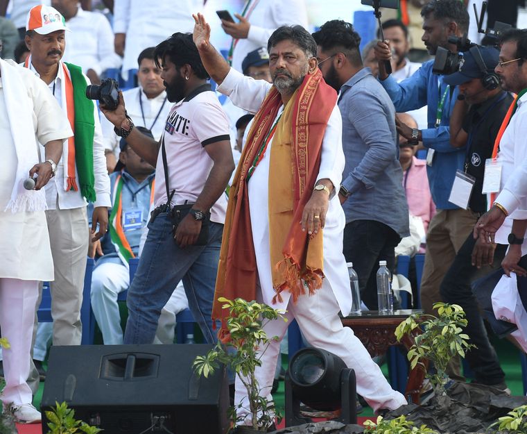 Stepping up: D.K. Shivakumar during the launch of a padyatra in Kanakapura | Bhanu Prakash Chandra