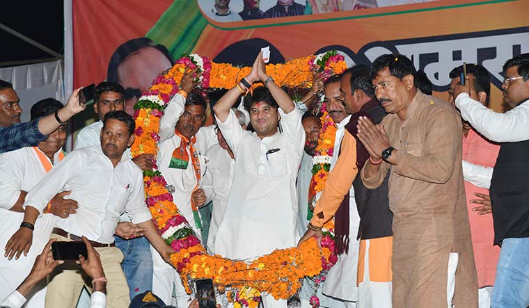 Reaching out: Scindia at a rally in Shivpuri district | Sanjay Ahlawat