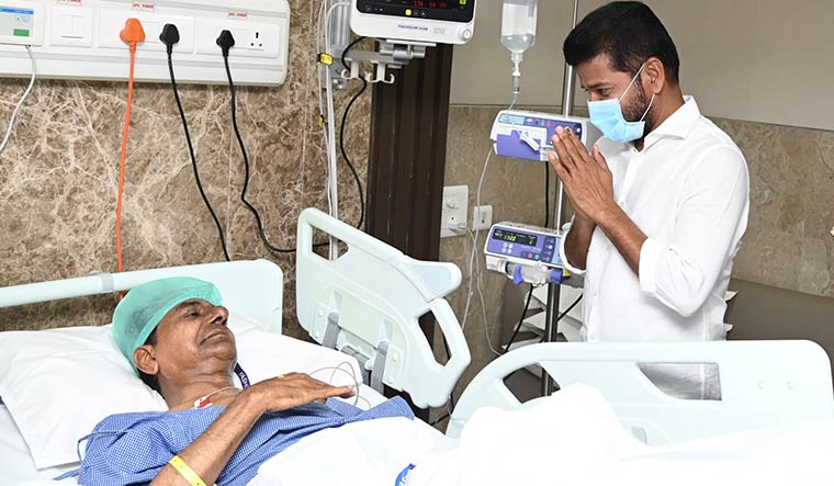 Fall and rise: Chief Minister Revanth Reddy visiting his predecessor K. Chandrashekar Rao, who suffered a hip fracture.