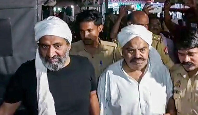 Walking targets: Atique (right) and Ashraf Ahmed in Prayagraj moments before they were shot | PTI