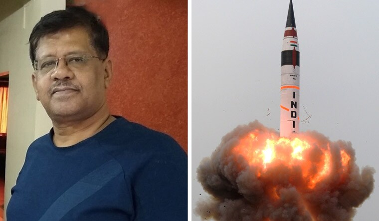Under a cloud: A missile in the Agni series. Kurulkar (left) is alleged to have leaked sensitive information about Agni 6 | AFP