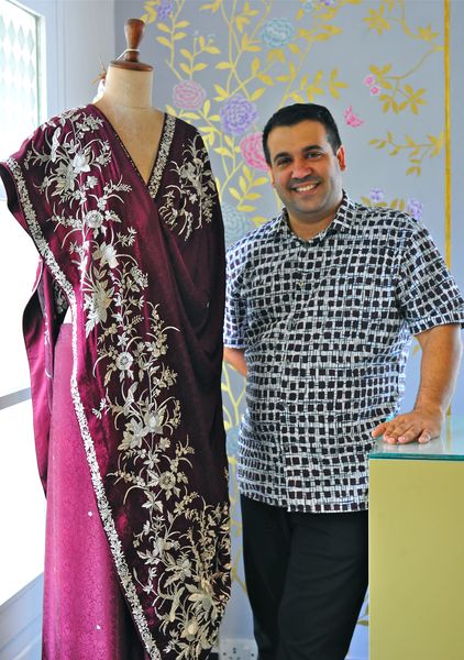 Parsi chic: Ashdeen Lilaowala with one of his creations. Parsi chic: Ashdeen Lilaowala with one of his creations.