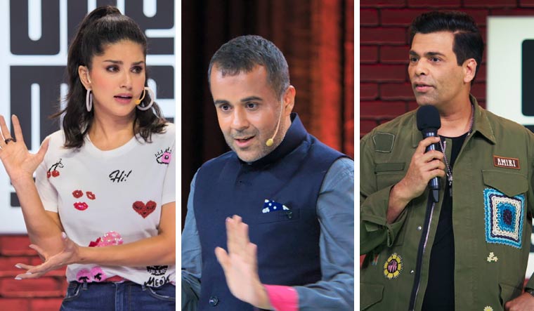 Funny at times: Sunny Leone, Chetan Bhagat and Karan Johar.