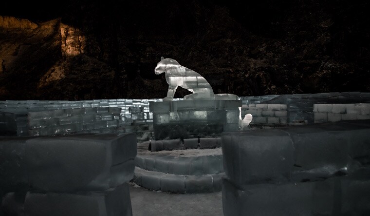 White beauty: An ice sculpture of a snow leopard | Photo courtesy Pachuk Nyoma