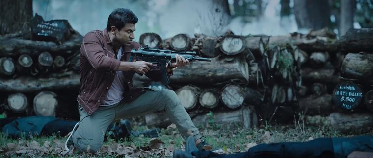Action Hero: A still from, James, which became the second Kannada movie to gross Rs100 crore at the box office.