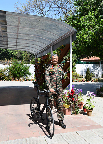 Joyride: Lt Gen Puri with his Trek Domane SL6.