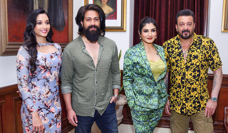 Team work: The cast of KGF 2 (from left) Srinidhi Shetty, Yash, Raveena Tandon and Sanjay Dutt | PTI