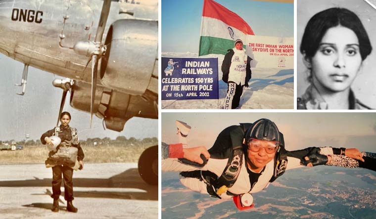 High achiever: Pictures from Rachel Thomas’s years as a skydiver.