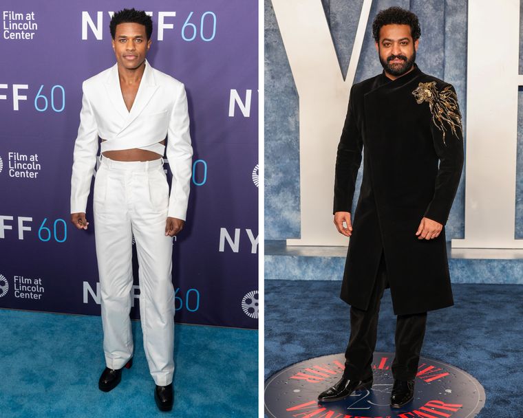 Making a statement: Jeremy Pope and Jr NTR  in Gaurav Gupta outfits | Getty Images