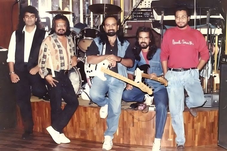 (from left) George Peter, Pinson Correia, Paul, Eloy Isaacs and Jackson Aruja during their band's heyday.