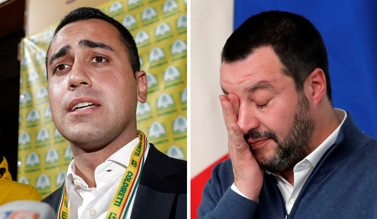 External intervention: Italian deputy prime ministers Luigi Di Maio of the Five Star Movement (left) and Matteo Salvini of the Northern League | AP, Reuters