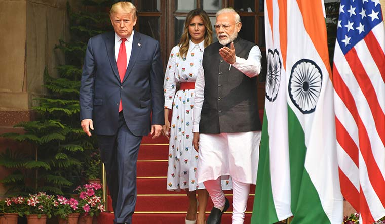 Love fest: President Trump, First Lady Melania and Prime Minister Modi at Hyderabad House in New Delhi | Arvind Jain