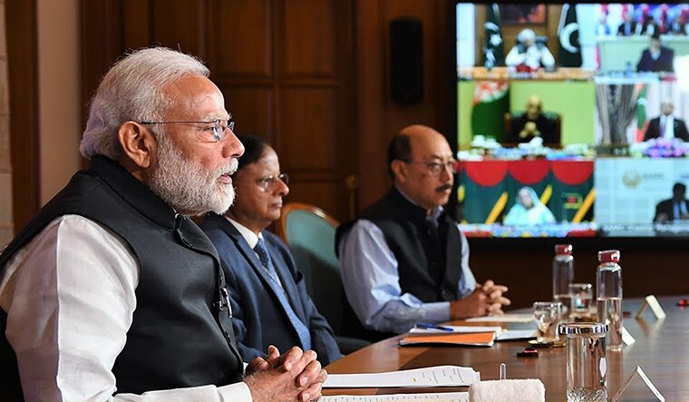 Together we fight: Prime Minister Modi in a video conference with SAARC leaders