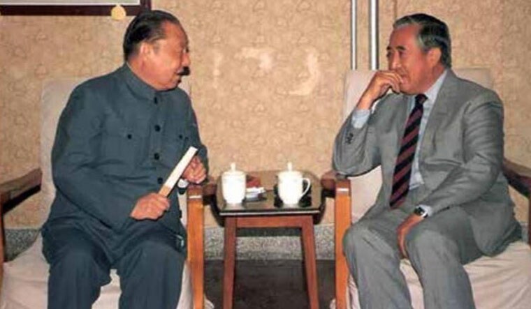 Close encounter: Gyalo Thondup (right) with Xi Jinping’s father, Xi Zhongxun.