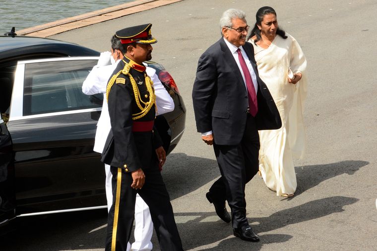 Smile before the storm: Gotabaya Rajapaksa and his wife, Ioma, in August 2020 | Getty Images