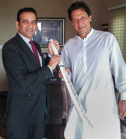 Happier times: Ajay Bisaria with former Pakistan prime minister Imran Khan in August 2018 | PTI