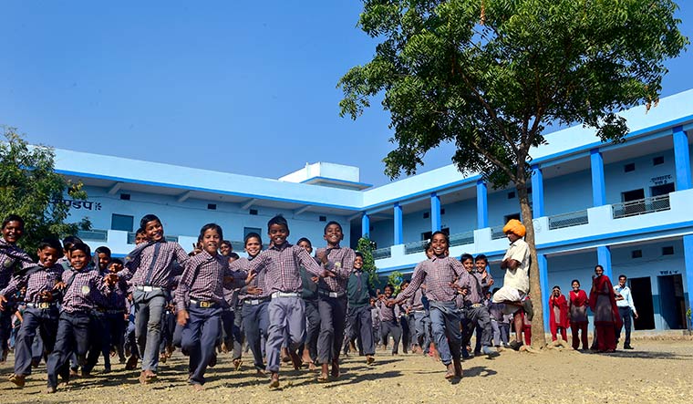 Happy campers: Students at Buniyadi Shala at Sampark Gram.
