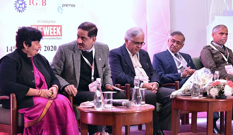 Talking points: (From left) Preeti Sudan, Dr Balram Bhargava, Dr Shekhar Mande, THE WEEK Chief of Bureau, Delhi, R. Prasannan and event editor Ramesh S | Aayush Goel