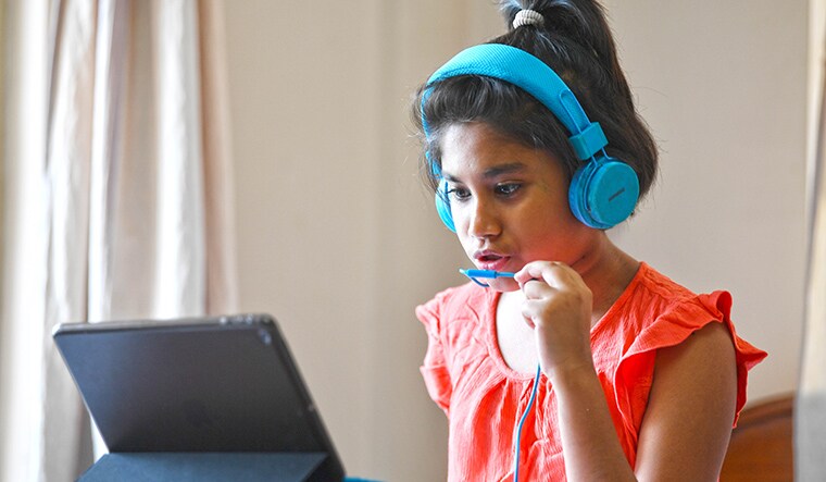 Students are taking online classes during lockdown. April 2020 Salil Bera