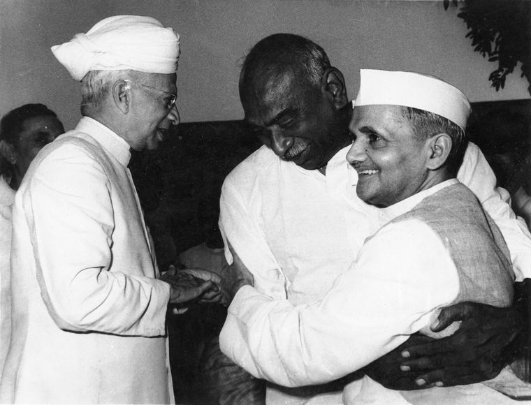 Memorable moments: Shastri being greeted by president S. Radhakrishnan (left) and Congress president K. Kamaraj on his birthday.