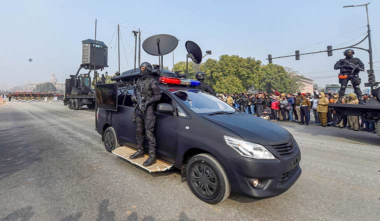 Flexing muscle: NSG commandoes during the rehearsals for Republic Day parade in Delhi | PTI