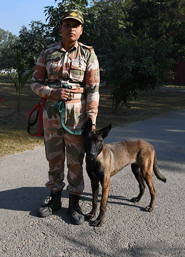 Dogged pursuit: Anamika with Charlie at the Indo-Tibetan Border Police’s National Training Centre for Dogs and Animals in Panchkula, Haryana.