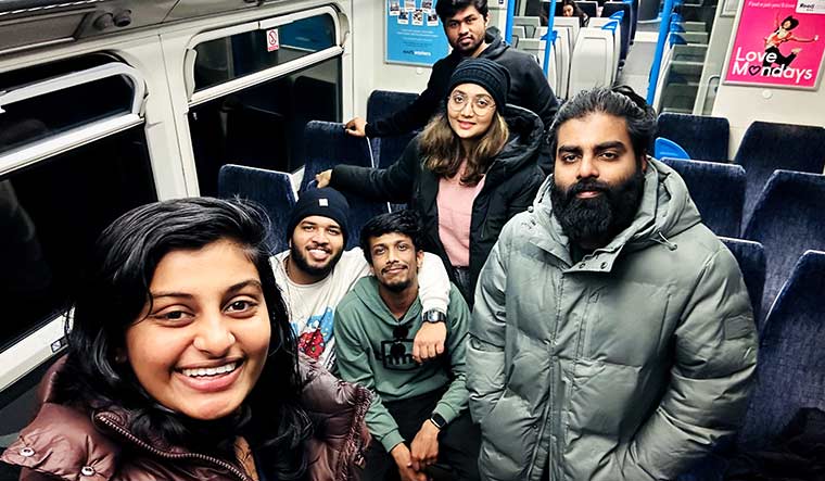 (second from back) Henna Ashraf with other Indian students in Wales. She initally had a bad experience with a study abroad agency.