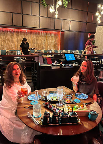 Relishing the moment: De with daughter Avantikka Kilachand at Tan Cha, one of the best Chinese restaurants in Dubai.