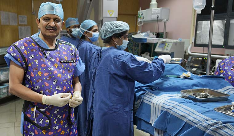 Leading from the front: Dr C.N. Manjunath, director of the Sri Jayadeva Institute of Cardiovascular Sciences and Research, inside a cath lab at the hospital | Bhanu Prakash Chandra