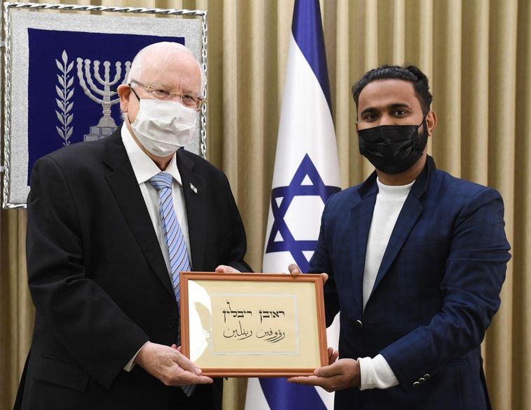 The memory keeper: Zakriya with Israel president Reuven Rivlin in 2020.