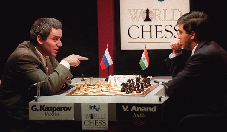 Clash of titans: Garry Kasparov and Viswanathan Anand at the 1995 World Championship in New York | AP