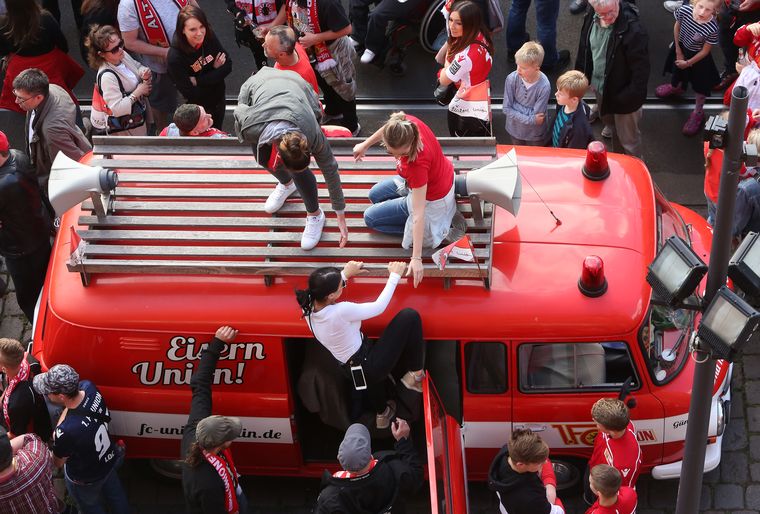 Hopping on the bandwagon: FC Union Berlin fans gather to welcome the team after it secured promotion to the top division | Getty Images