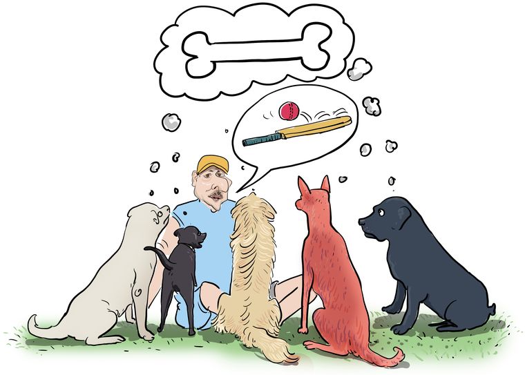 He has five pet dogs: Bouncer, Beamer, Flipper, Skipper and Yorker. When India was in England earlier this year, Shastri tweeted a clip of his “buddies” eating their lunch on a sunny day and wrote that he was missing them | Illustrations: Jairaj T.G.