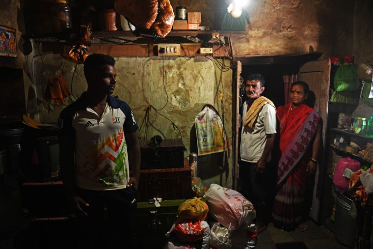 His family at their home in Mudhol.