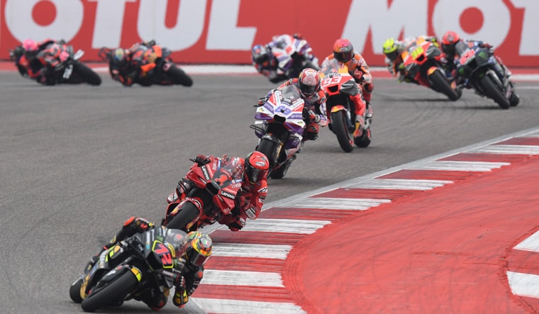 Learning curve: Marco Bezzecchi leading the race at Buddh International Circuit on September 24 |  Bhanu Prakash Chandra