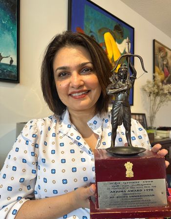 Roopa Unnikrishnan, seen here with her Arjuna Award.