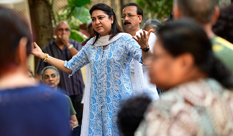 Hands-on: Priya Dutt during a public meeting at Convent Avenue in Santacruz (west) | Amey Mansabdar