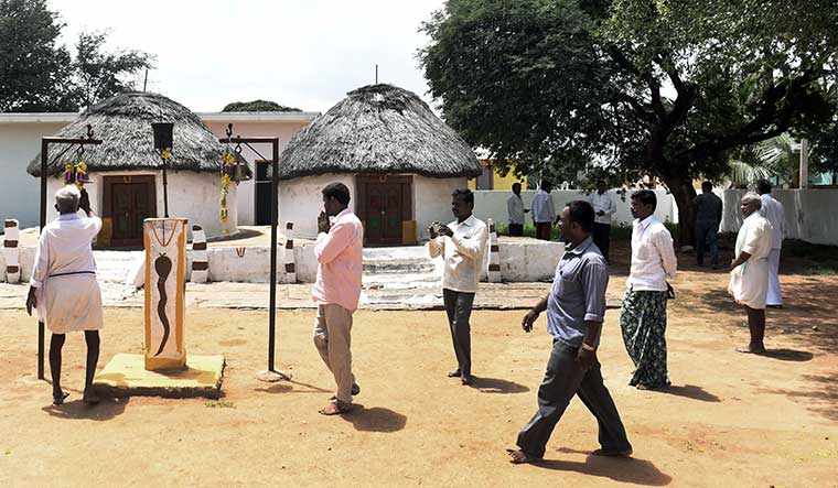 Gods forbid: Villagers pray at a temple in the Gollarahatti. The temple is the hub for social and religious activities | Bhanu Prakash Chandra