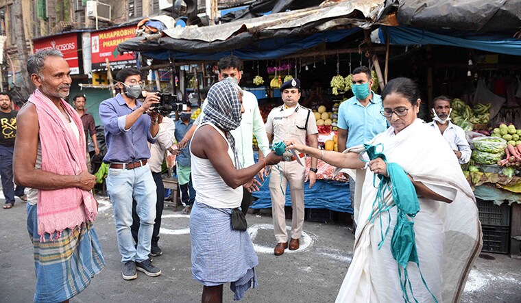 Mamata marking for to make distances at market places in Kolkata. Photo by CMO