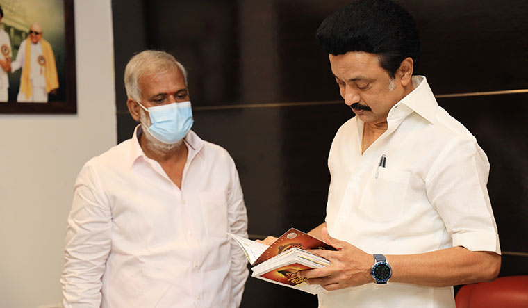 Faces of Change: Chief Minister M.K. Stalin (right) with HR&CE Minister P.K. Sekar Babu | R.G. Sastha