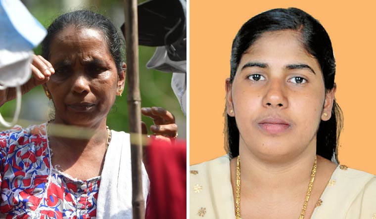 In great pain: Premakumari, mother of Nimisha Priya (right)