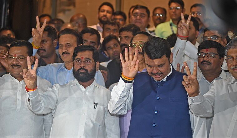United, for now: Shinde and Fadnavis after attending the special assembly session on July 4 | Amey Mansabdar