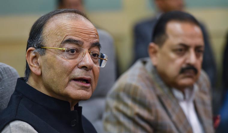 Union finance minister Arun Jaitley addresses the media at his office in New Delhi | PTI