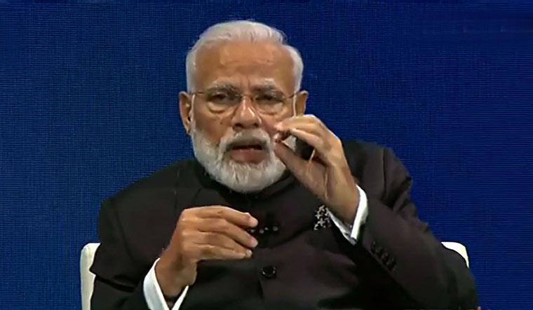 Prime Minister Narendra Modi speaks at Global Business Forum in New York | TV grab/PTI