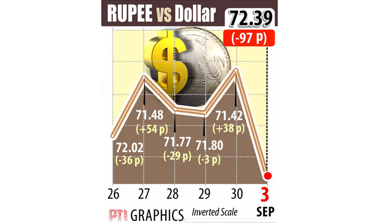 An infographic on the Rupee's fall | PTI
