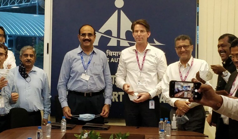 The handover ceremony of the Ahmedabad Airport to Adani Group | Via Twitter
