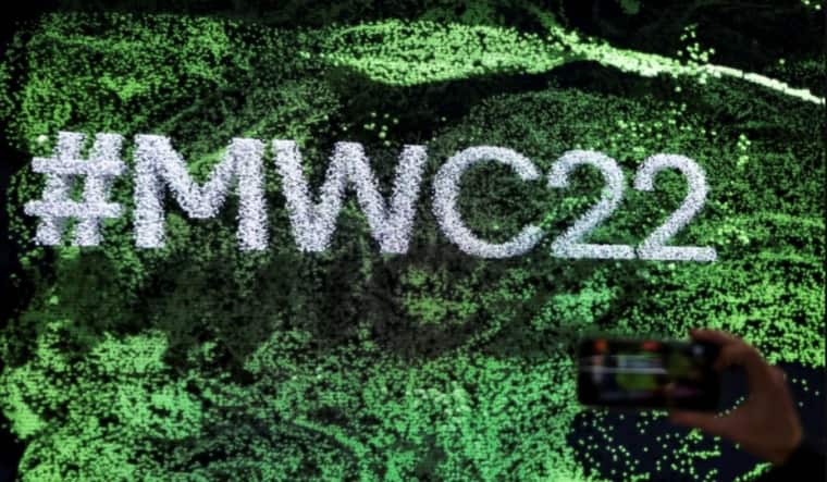 A logo of GSMA's 2022 Mobile World Congress (MWC) in Barcelona, Spain | Reuters