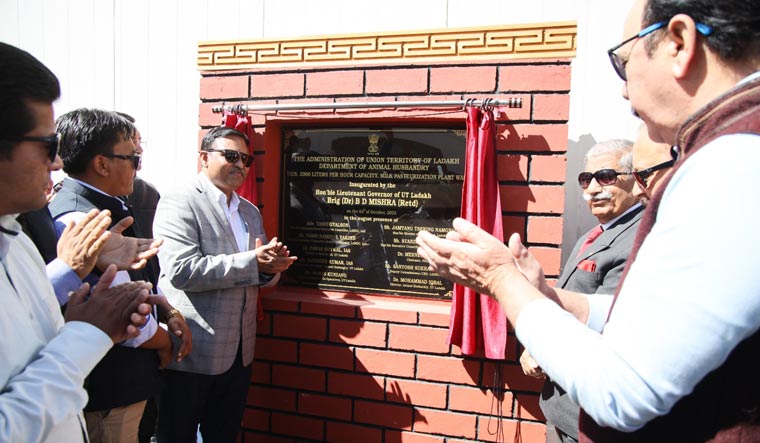 Dr D.B. Mishra, LG of the Union Territory of Ladakh, inaugurated the newly refurbished dairy plant in Leh | Twitter