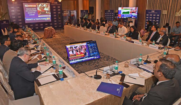 Senior executives from various sectors watch live telecast of Union Budget, arranged by CII in Mumbai | Amey Mansabdar 